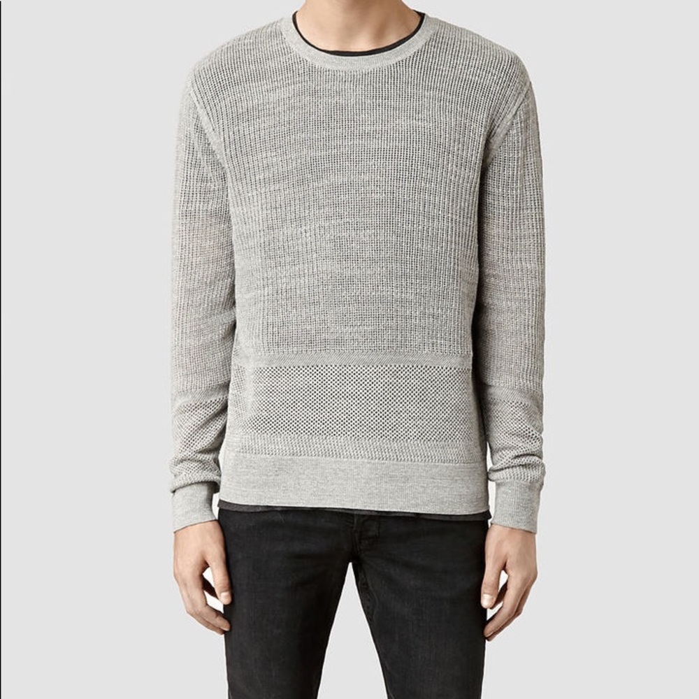 Mens All Saints “ DYLE CREW” Color Gray Size Small